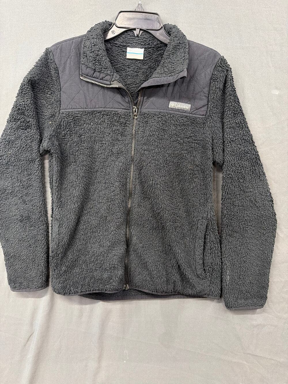 Columbia Men's M Sherpa Fleece Jacket Black Quilted Full Zip Outdoor